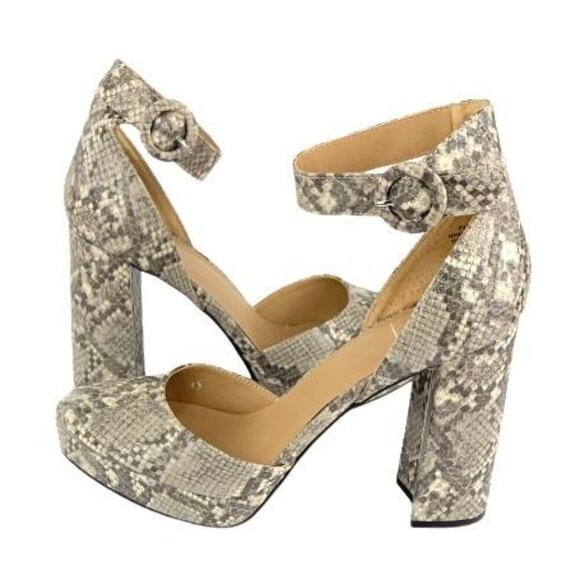 KAARI BLUE RILEY Women's Animal Print High Block Heel Platform Ivory - Picture 5 of 8